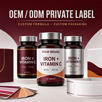 Suplemen Zat Besi 65mg dengan Vitamin C 250mg, Pil Zat Besi Ramah Lambung untuk Mendukung Sel Darah Merah & Imunitas 60 Tablet