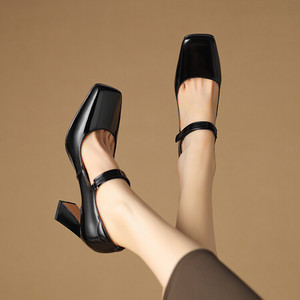 Commercio all'ingrosso della fabbrica pompe per la signora 2024 primavera di alta qualità in vera pelle scarpe da <span class=keywords><strong>donna</strong></span> abito da festa a punta quadrata tacchi alti <span class=keywords><strong>calzature</strong></span> - Product Image 4