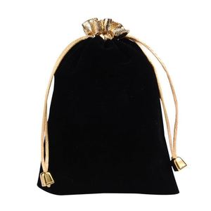 China Manufacturer Cheap Price Customized Black Soft Velvet Pouches With <b>Drawstrings</b> for Jewelry Wedding Candy Bags - Product Image 2