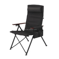 Chaise de camping pliante réglable à dossier haut en métal portable pour le jardin et les pique-niques en plein air avec coussin et poches latérales