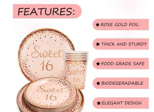 Decoraciones Personalizadas para Fiestas de Cumpleaños Modernas en Color Rosa Dorado, con Papel de Aluminio Impreso en Blanco de 9 Pulgadas y 350 g/m² - Product Image 3