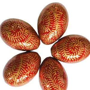 Деревянные пасхальные яйца пасхальные украшения с высоким блеском сделано в Кашмире Индии