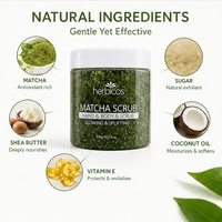 Gommage corporel au matcha OEM avec aloe vera, sel de la mer Morte, cellules souches, nourrissant, blanchissant, exfoliant, hydratant, nettoyage en profondeur