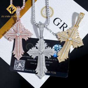 Bulk Stock Drop Shipping Hot Selling Product Iced Out <b>Man</b> Hip Hop Religious VVS Moissanite Cross <b>Pendant</b> <b>Necklace</b> With GRA - Product Image 3