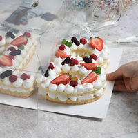 6 ''8'' clair PET numéro d'âge boîte à gâteau plié gâteau boîte d'emballage Transparent clair gâteau Dessert boîte avec poignée