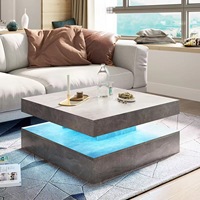 Meubles de salon carrés modernes de luxe Docarelife Table centrale en bois Table basse RVB avec lumière LED