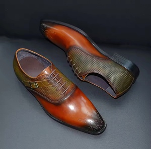 Chaussures Oxford en cuir véritable faites à la main pour hommes, imperméables, antidérapantes, légères, chaussures de travail de bureau à enfiler, couleur evergreen - Product Image 1