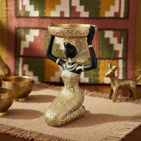 Statue de femme noire en résine peinte à la main, style Pop Art, avec plateau de rangement, décoration écologique bohème chic pour la maison ou le bureau, porte-clés