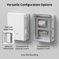Boîtier de distribution UL94V0 ignifuge, protection IP67/IP10, isolation de classe II, en composite PC+ABS, avec loquets et joint en PU