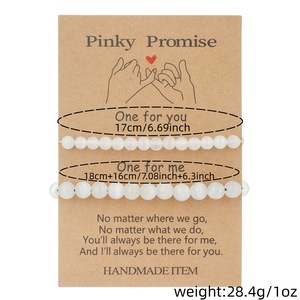 Pinky Promise <b>Beaded</b> <b>Bracelet</b> Set Imitation Pearl Couple Gift Unisex Jewelry - Product Image 4