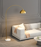 Lampe sur pied moderne minimaliste d'inspiration nordique, style pêcheur, avec base en marbre et métal, télécommande à intensité variable, pour salon et chambre à coucher