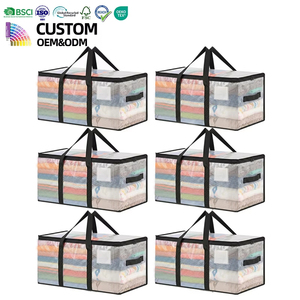 Bolsas <span class=keywords><strong>de</strong></span> Mudanza Transparentes, Paquete <span class=keywords><strong>de</strong></span> 6, Extra Grandes, Resistentes, con Cierre y Asas Reforzadas para Ropa - Product Image 1
