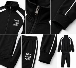 Survêtement personnalisé avec logo pour homme, ensemble d'entraînement à fermeture éclair intégrale, 95% polyester, 5% élasthanne, tenue de jogging, vêtements de sport pour équipe et club, OEM ODM - Product Image 2