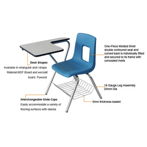 School Plastic Chairs <strong>Study</strong> Training Chair with Table Attached Training Chair with Writing <strong>Pad</strong> - Product Image 5