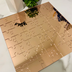 Di lusso acrilico <span class=keywords><strong>Puzzle</strong></span> a specchio acrilico ologramma <span class=keywords><strong>Puzzle</strong></span> nastro oro rosa sventato olografico <span class=keywords><strong>Puzzle</strong></span> per la decorazione della tavola di nozze - Product Image 6