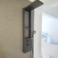 Panneau de douche réglable en hauteur en acier inoxydable X7104, couleur noire
