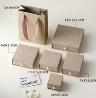 Boîte à bijoux écologique imperméable avec poignée perlée et tiroir coulissant pour ranger bagues, boucles d'oreilles et montres, rigide