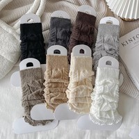 Penutup Kaki Rajut Kabel Putih Grosir dengan Rumbai, Model Slouch, untuk Wanita, Gaya Y2K, Cocok untuk Pemakaian Sehari-hari