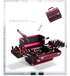 Estuche portátil <span class=keywords><strong>de</strong></span> gran espacio <span class=keywords><strong>de</strong></span> acero inoxidable, organizador <span class=keywords><strong>de</strong></span> cosméticos <span class=keywords><strong>de</strong></span> aluminio caliente, maleta <span class=keywords><strong>de</strong></span> maquillaje - Product Image 4