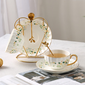 Set di Tazza e Piattino in Porcellana di Lusso Stile <span class=keywords><strong>Inglese</strong></span> ed Europeo con Design Floreale, Resistente al Calore, Regalo Aziendale - Product Image 3