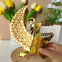 Ornements lumineux acryliques créatifs décoration de vacances islamique or avec lumières LED décoration de table de fête