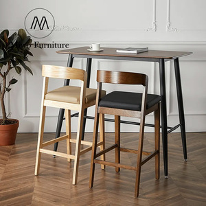 Hiện Đại Bằng Gỗ Quán Cà Phê Cửa Hàng Da Đệm Cao Nhà Bếp Nhà Hàng Bằng Gỗ Quầy Bar Phân Ghế Ăn Đặt - Product Image 5