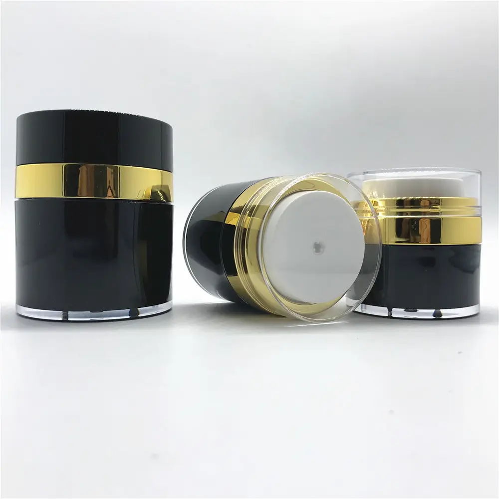 Contenitore per vasetto con pompa Airless di lusso rotondo 15g 30g 50g con anello d'argento