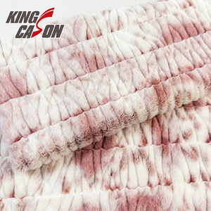 KINGCASON-Tejido de punto cálido de alta calidad, <span class=keywords><strong>precio</strong></span> barato, resistente, supersuave, 100% poliéster tallado, piel de conejo de imitación para gorro de bebé - Product Image 2