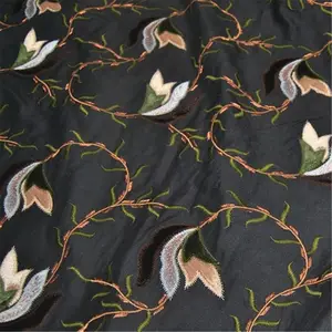 Newest Shiny Special Silk Dupioni Base Silk Embroidery Fabric for Lady Elegant Evening Dress