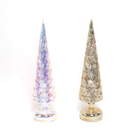 Cadeau de noël en verre de décor de noël commercial avec des lumières grand arbre de noël