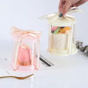 2 Inches Clear Round dessert packaging box PET Plastic Bakery Mini Dome Cake Box