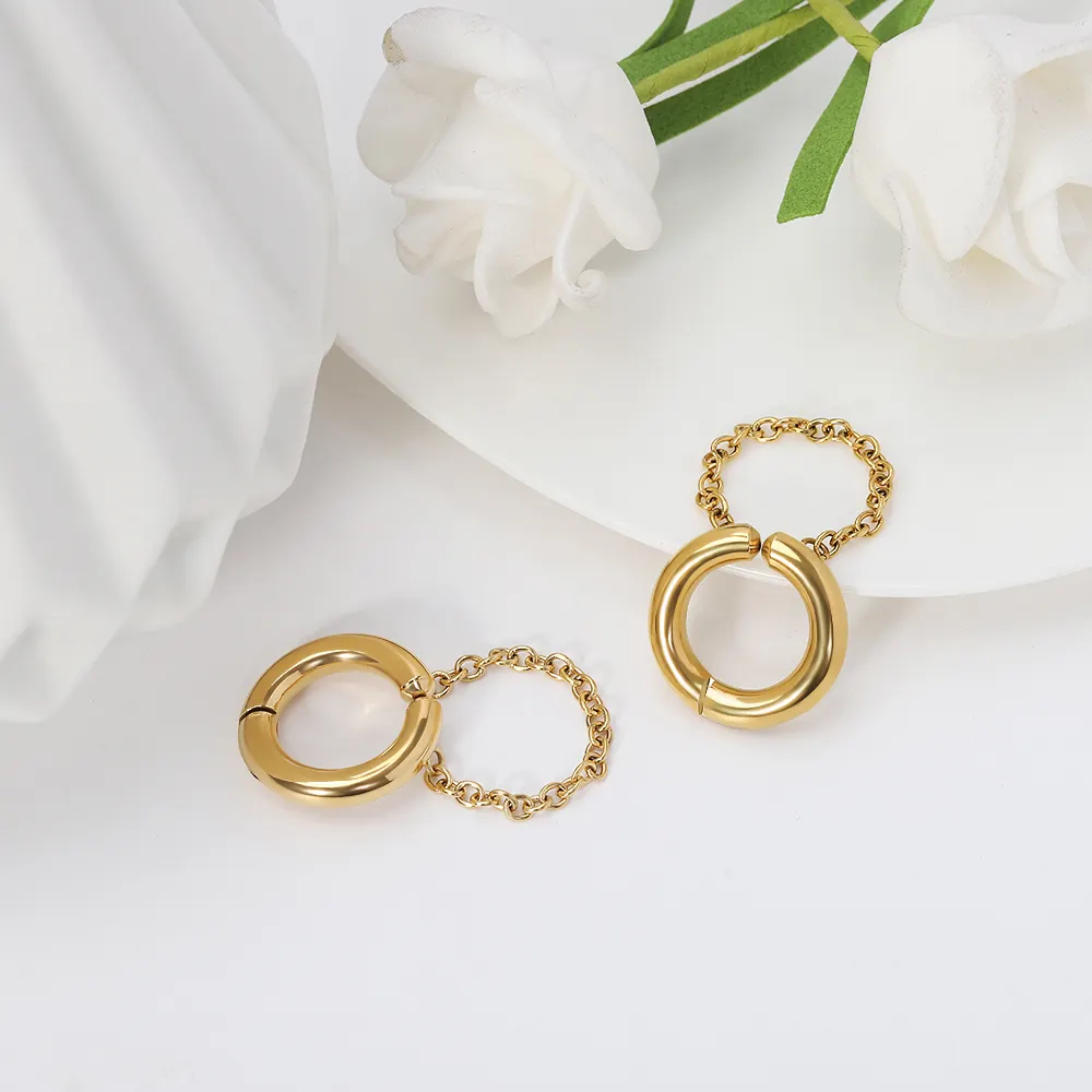 Earrings Wholesale Chunky Earrings 18K Gold Plated Jewelry Trend Chain Hoop Stainless Steel Earrings Fashion Jewelry Women
