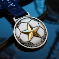 Design Logo Personnalisé Personnalisé Médaille Argent Or Football Football Médailles et Trophées Métal Sports Médaille Personnalisée