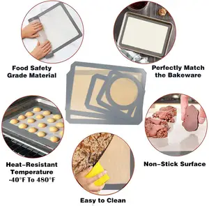 Özelleştirilmiş dayanıklı silikon mat pan yapışmaz silikon pişirme mats kaymaz silikon pişirme mat gıda