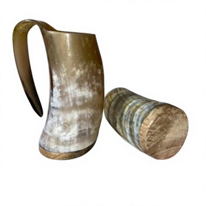 Good Quality Eco-Friendly Natural Buffalo Horn <b>Tumbler</b> Mug Handle Handmade Classic Design Gift Box Packaging Beer Wine Mead Ale - Product Image 1