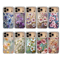 Coque de téléphone rigide transparente magnétique avec impression UV florale semi-perméable pour iPhone 18 Pro Max 17