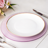 Assiette de Présentation en Verre de Luxe Dorée à Bordure Dorée, Technique d'Émail Coloré, pour Mariages et Banquets – Vente en Gros