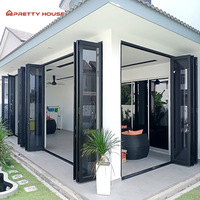 Puerta Plegable Moderna de Aleación de Aluminio, Insonorizada, con Rotura de Puente Térmico y Vidrio Templado, para Patios de Apartamentos y Hospitales