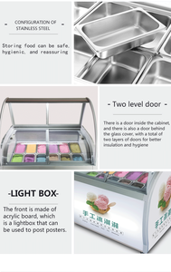 Thương mại hai cửa Gelato <span class=keywords><strong>Ice</strong></span> <span class=keywords><strong>Cream</strong></span> hiển thị tủ đông với bánh xe chất lượng cao - Product Image 5
