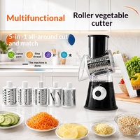 Râpe à pommes de terre rotative manuelle à cinq lames en acier inoxydable, trancheuse à concombre et à carotte multifonctionnelle, exclusive transfrontalière