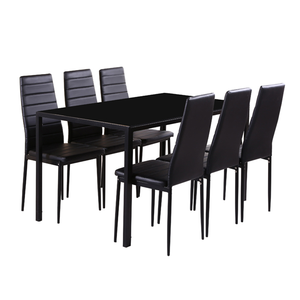 Simple Design Popular Sale Home Kitchen Sets PU Leather <b>Chair</b> and Glass <b>Dining</b> Table - Product Image 1