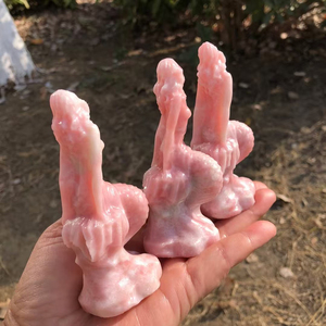 Chữa bệnh thủ công bằng đá màu hồng OPAL Nàng Tiên Cá chạm khắc tác phẩm điêu khắc tinh thể tự nhiên Opal biển-maid tượng cho Thiền - Product Image 3