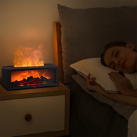 Diffuseur d'arômes Flamme avec Télécommande, Simulation de Cheminée, Diffuseur d'Huiles Essentielles Alimenté par USB, en Plastique, pour Table, Cadeau Idéal (1 an de garantie)