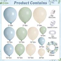 Kit de guirlande d'arche de ballons en latex bleu poussière et vert sauge, 152 pièces/ensemble, pour fêtes de Pâques, avec avertissement de risque d'étouffement