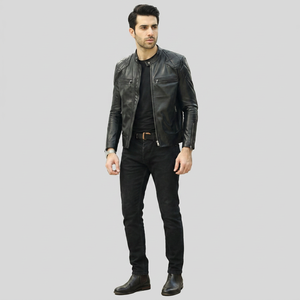 2026 Customized Thin <b>Winter</b> Genuine <b>Leather</b> Breathable Stand Collar Men's Outdoor <b>Jackets</b> Factory Direct Production - Product Image 1