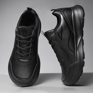Chaussures de marche en cuir imperméables à semelle épaisse antidérapante, doublées de polaire chaude, baskets décontractées d'hiver pour l'extérieur - Product Image 4