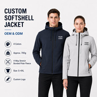 Veste Softshell à Capuche Personnalisée avec Logo, en Polaire Thermocollée, Extensible dans les 4 Sens, Imperméable et Coupe-Vent, pour Hommes – Vêtement de Sport d'Extérieur en Gros