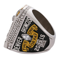 Anillo de campeonato Denver Broncos 2015 de alta calidad personalizado de fábrica, anillo de joyería de moda con chapado en oro
