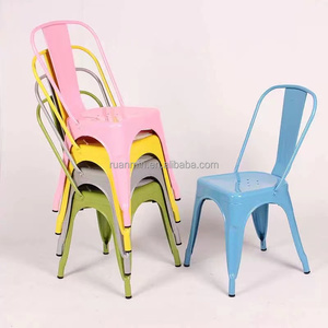 Chaises industrielles en fer couleur personnalisable en gros d'usine Restaurant bar Restauration rapide Meubles bon marché Chaises empilables - Product Image 4