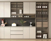 Aparador Moderno de Madera de Nogal con Puertas de Vidrio y Cajones, Mueble de Almacenamiento para Sala de Estar, Ecológico, de Gran Capacidad